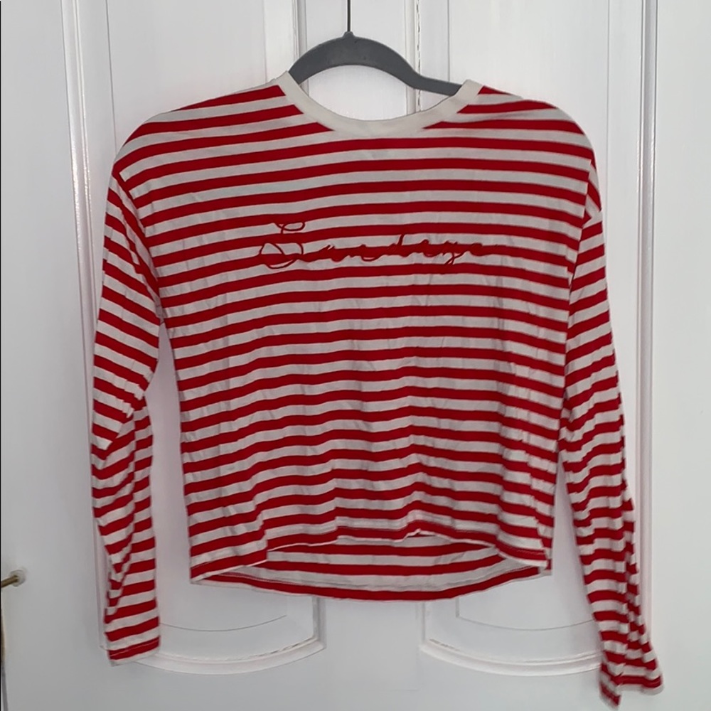 Red and white stripped long sleeve.